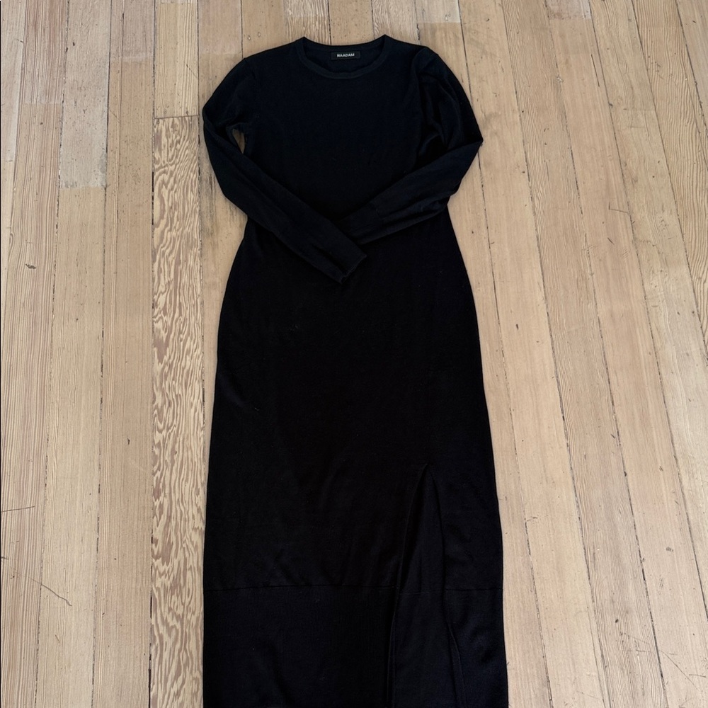 NAADAM silk cashmere black dress with side slit Small S